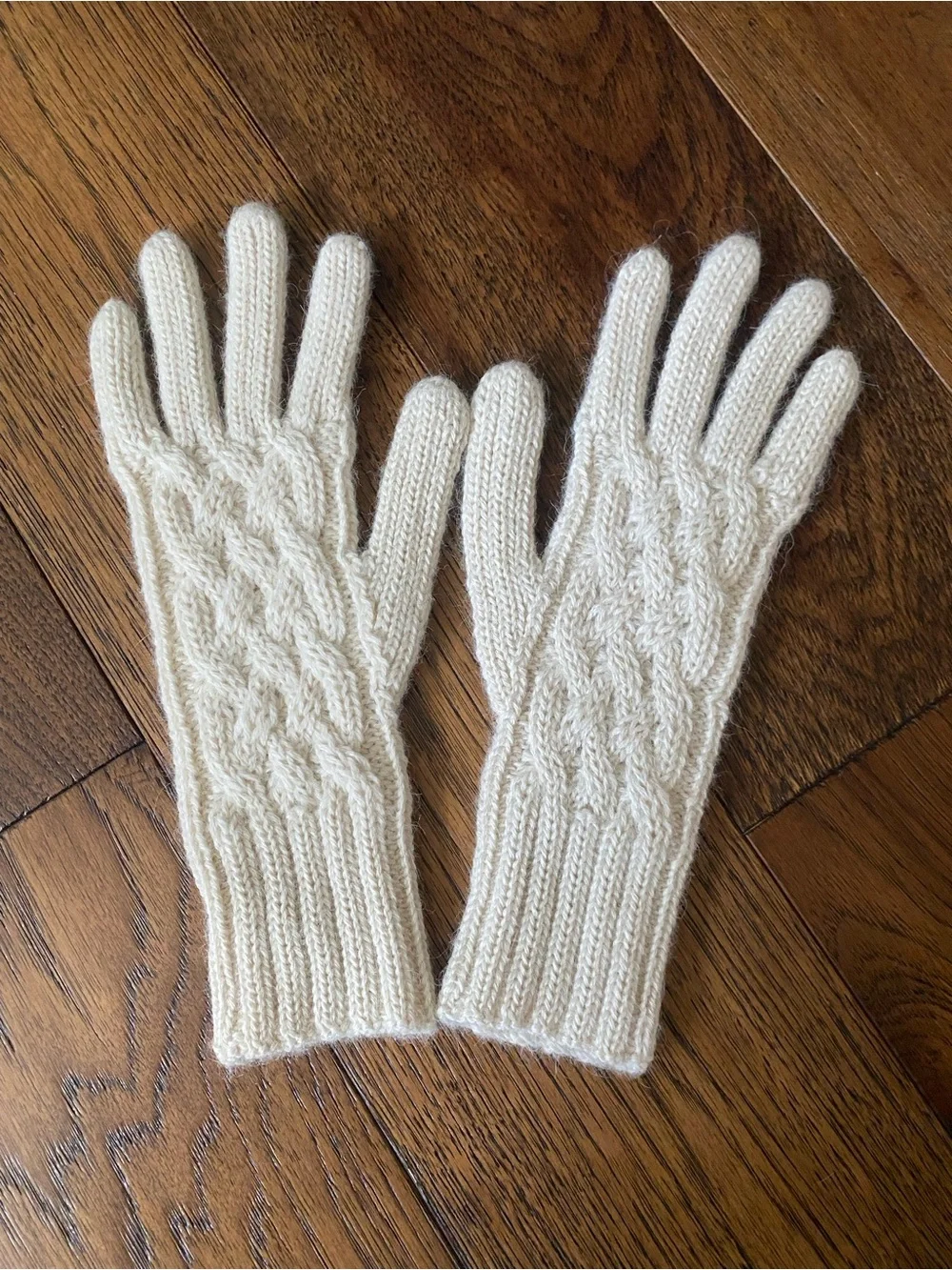 SET OF 2 PAIRS Hand Knit Alpaca Women’s Gloves - Black & Cream